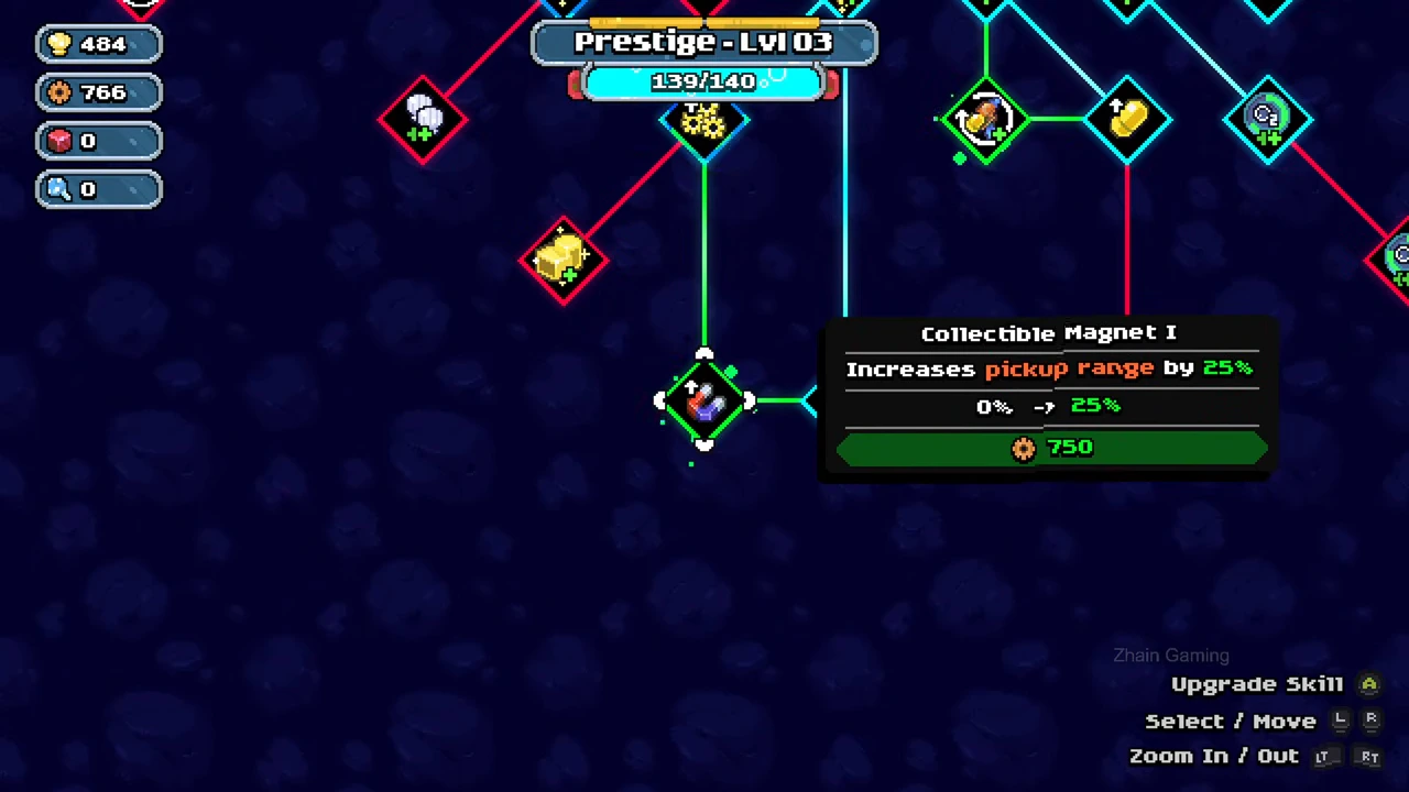 Prestige level 3 at 139 of 140 beside Collectible Magnet I costing 750 scrap