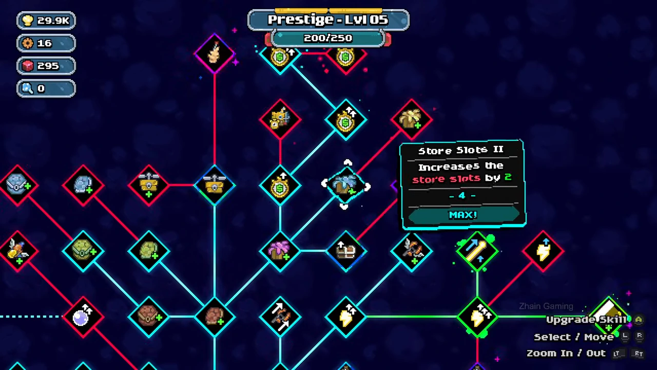 Store Slots II tooltip says increases store slots by 2 and displays 4 withMAX