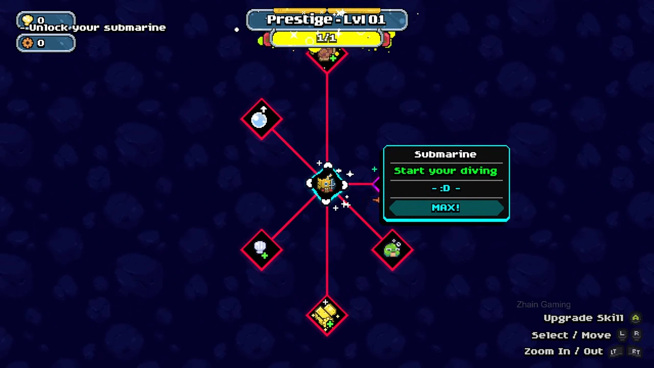 Submarine node completed in the starting skill tree
