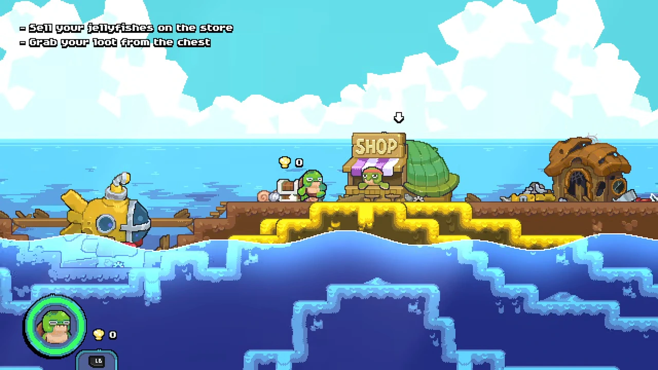 Tutorial directs the player to sell at the shop and collect the chest